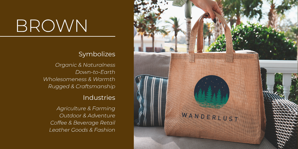 A brown jute tote bag with custom logo held on a porch, promotional swag reflecting browns earthy, rugged character