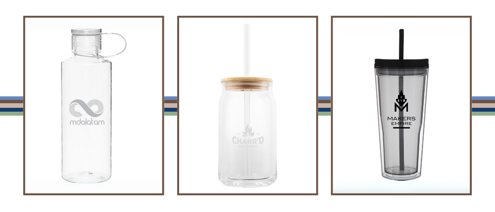 clear promotional drinkware for corporate branding