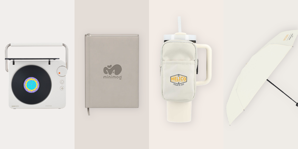 company gifts in cloud dancer inspired colors