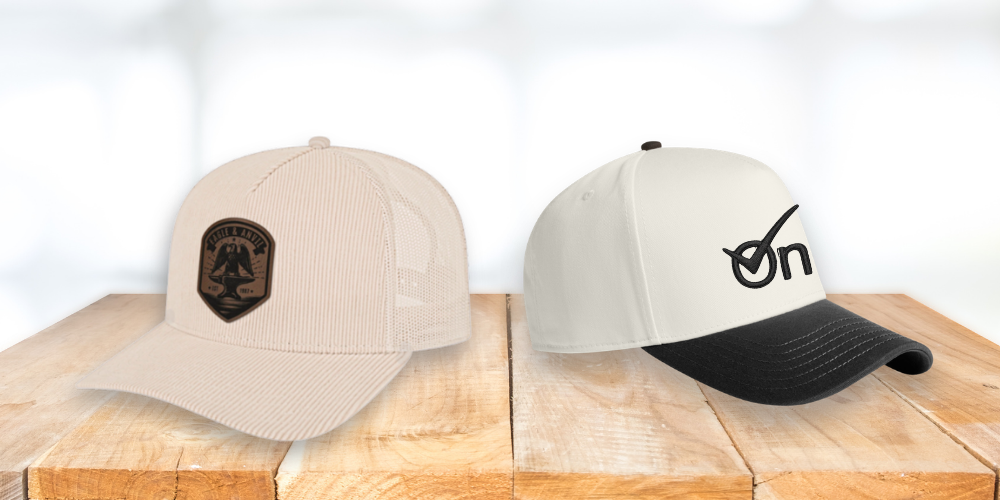 corporate branded hats in cloud dancer color