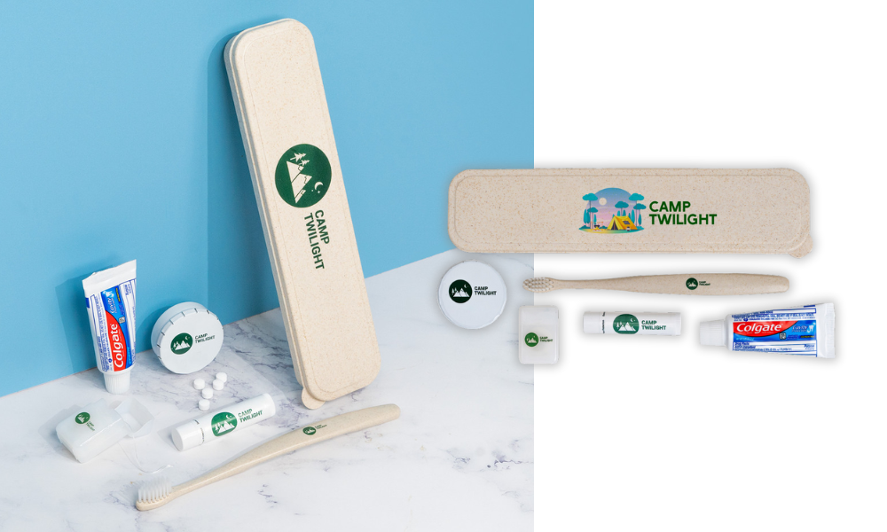 eco friendly dental kit with corporate branding