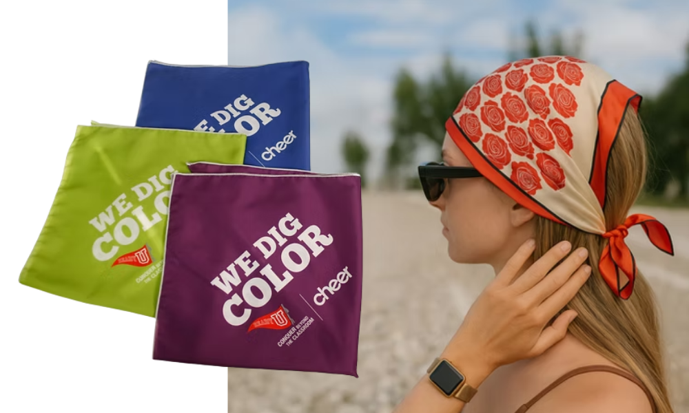 full color sublimated silk scarf
