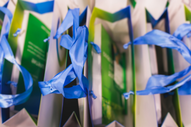 kitted gift bags with corporate event collateral