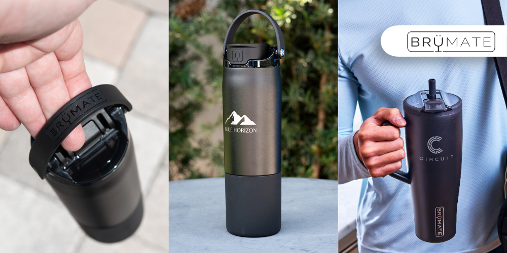 leakproof tumblers by brumate with company logo