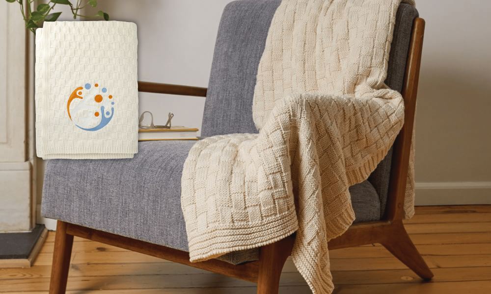 made here new york blanket with embroidered logo
