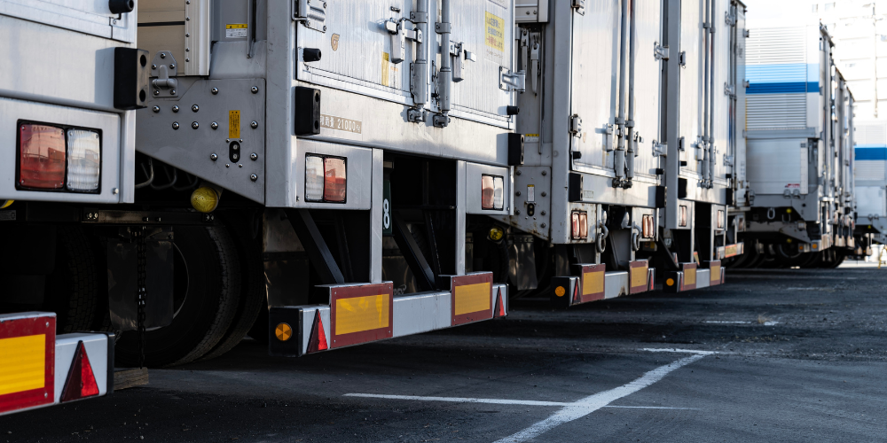 shipping trucks filled with marketing material