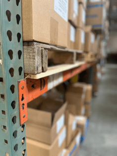 storage racks in a fulfillment warehouse
