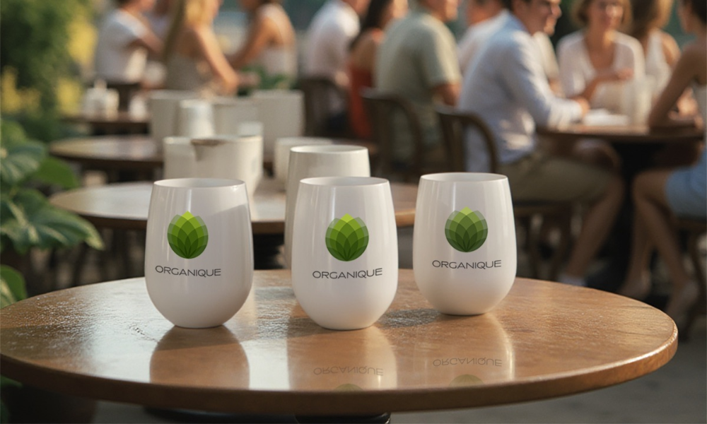 symglass branded colored wine glasses